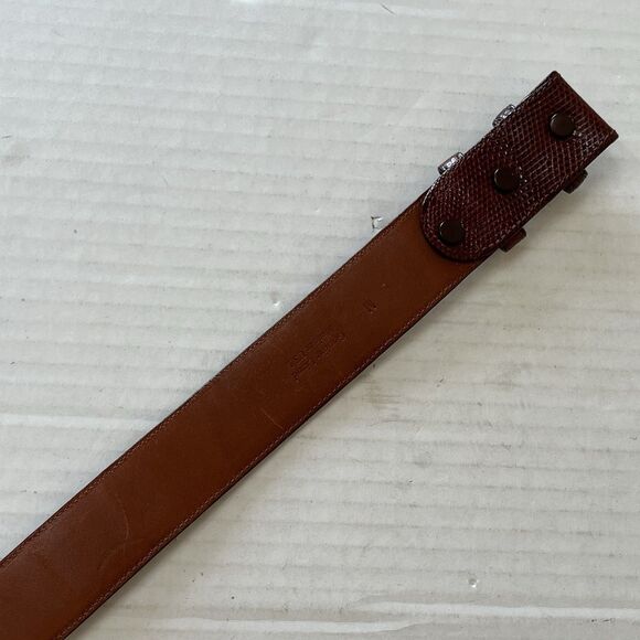 Elizabeth Rand New York Brown Genuine Lizard Belt Strap Sz M No Buckle USA Made main image 7